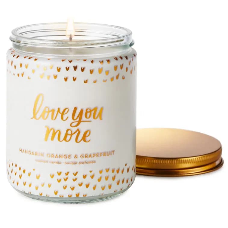 Love You More Scented Single-Wick Jar Candle, 7 oz. [On front: Love you more; On back: Ev, 7 oz.; 2.62'' W x 3.62'' H x 2.62'', 1, Candle]