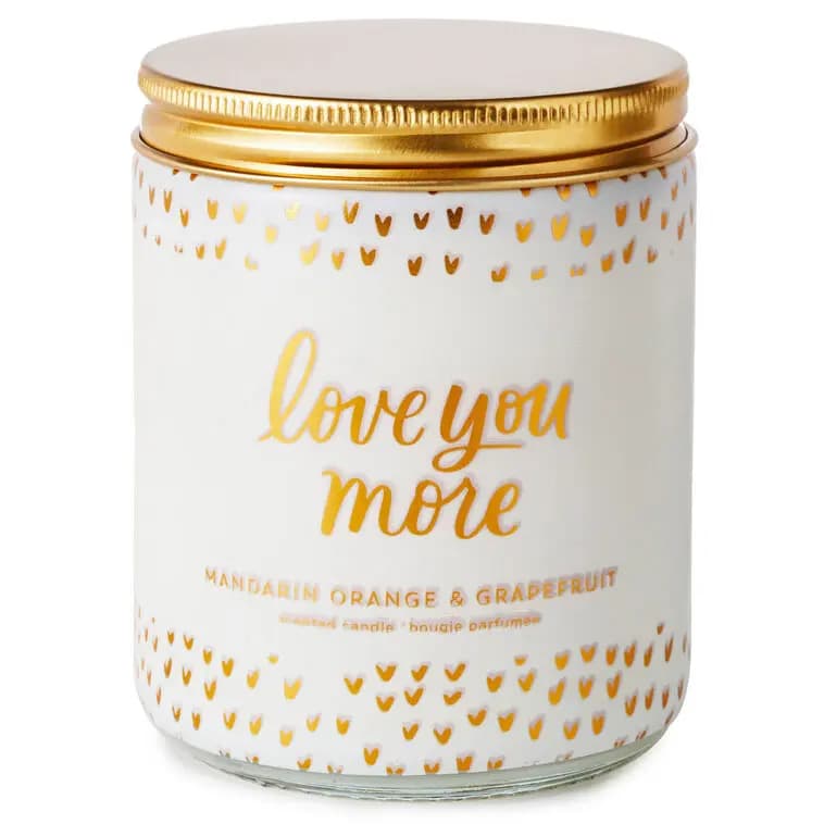 Love You More Scented Single-Wick Jar Candle, 7 oz. [On front: Love you more; On back: Ev, 7 oz.; 2.62'' W x 3.62'' H x 2.62'', 1, Candle]