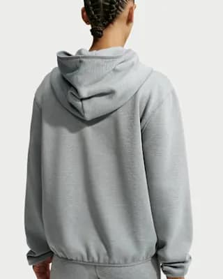 Nike Studio Fleece Sport Women's Dri-FIT Full-Zip Hoodie Smoke Grey/Heather/White [78% polyester/16% rayon/6% spandex, Machine wash, XXS (00)-XXL (20–22)]