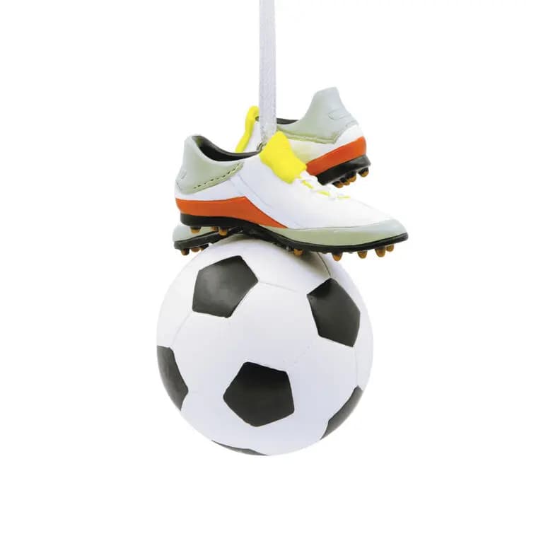 Soccer Ball and Cleats Hallmark Ornament [2 x 3 x 2, Resin ornament with hanger attachmen, One Hallmark Christmas ornament., 1HGO3061]