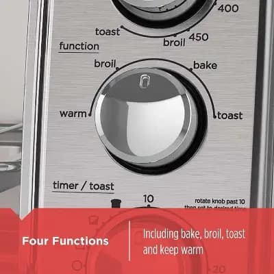 BLACK+DECKER 4-Slice Toaster Oven, TO1745SSG, Even Toast, 4 Cooking Functions Bake, Broil, Toast and Keep Warm, Removable Crumb Tray, Timer [4 ounces, Stainless Steel, 1150 watts]