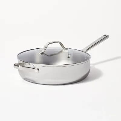 Figmint 5qt Stainless Steel Saute Pan Silver - Figmintâ„¢ [5 Quart, 12 Inches, 18/0 Stainless Steel]