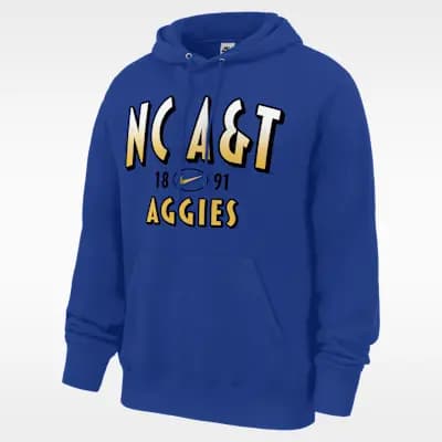 Nike College (North Carolina A&T University) Men's Fleece Pullover Hoodie Game Royal [Game Royal, Standard fit for a relaxed, easy feel., 80% cotton/20% polyester]