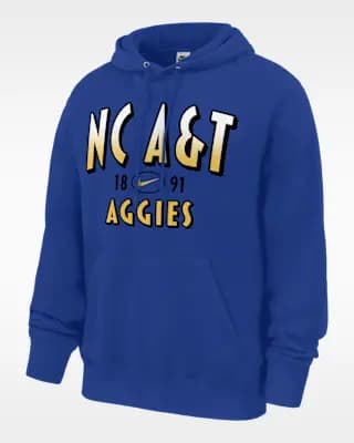 Nike College (North Carolina A&T University) Men's Fleece Pullover Hoodie Game Royal [Game Royal, Standard fit for a relaxed, easy feel., 80% cotton/20% polyester]