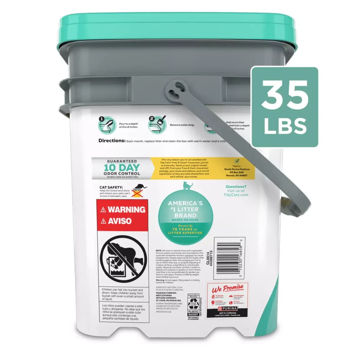 Purina® Tidy Cats® Free & Clean Natural Clumping Multi-Cat Clay Cat Litter - Unscented, Low Dust [Features Unscented cat litter provides long–lasti, Features Odor Control, Brand Pu