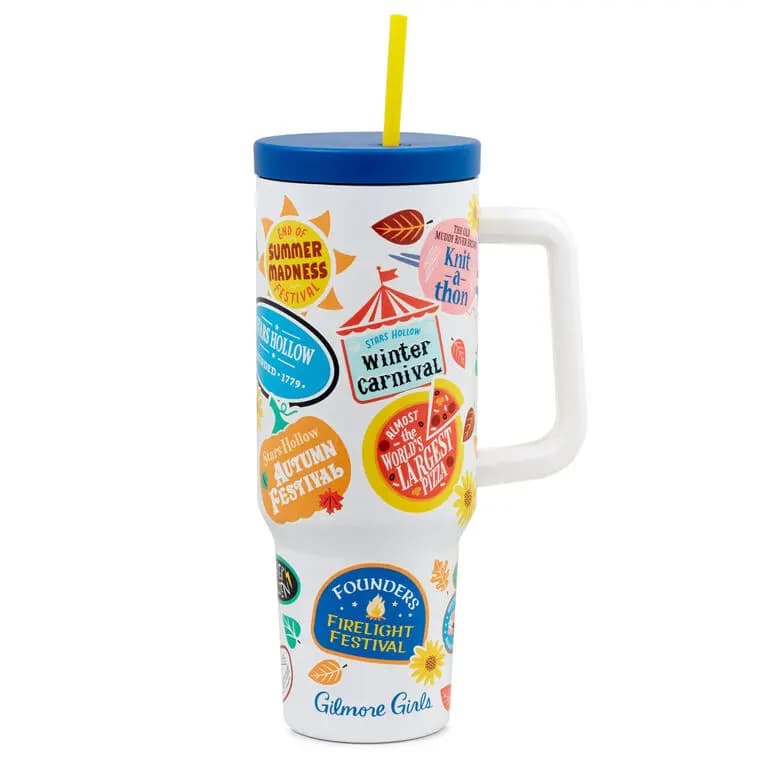 Gilmore Girls Stars Hollow Town Festivals Insulated Travel Cup, 40 oz. [Count 1, Care instructions Hand wash with a soft cloth., Item number 1PCL1082]
