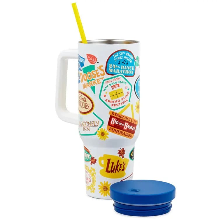 Gilmore Girls Stars Hollow Town Festivals Insulated Travel Cup, 40 oz. [Count 1, Care instructions Hand wash with a soft cloth., Item number 1PCL1082]