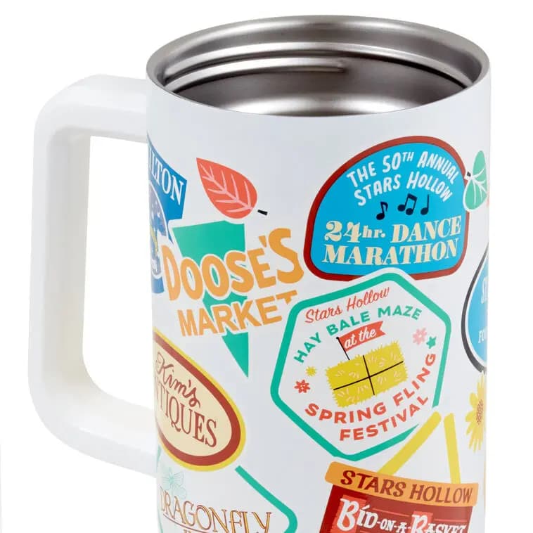Gilmore Girls Stars Hollow Town Festivals Insulated Travel Cup, 40 oz. [Count 1, Care instructions Hand wash with a soft cloth., Item number 1PCL1082]