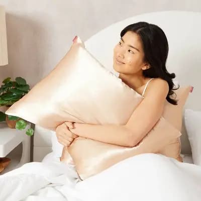 Kitsch Queen Size Satin Standard Pillowcase Thread Count "600" - Champagne [600, No Theme, Zipper Closure]