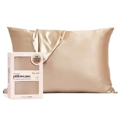 Kitsch Queen Size Satin Standard Pillowcase Thread Count "600" - Champagne [600, No Theme, Zipper Closure]