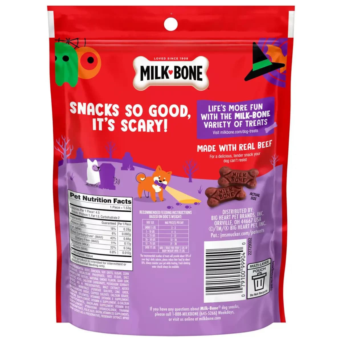 Milk-Bone Soft & Chewy Mini#s Graveyard Bones, Halloween Dog Treats, Beef & Filet Mignon Flavor [Species Dog, Brand Milk-Bone, Food Type Treat, Breed Size All]