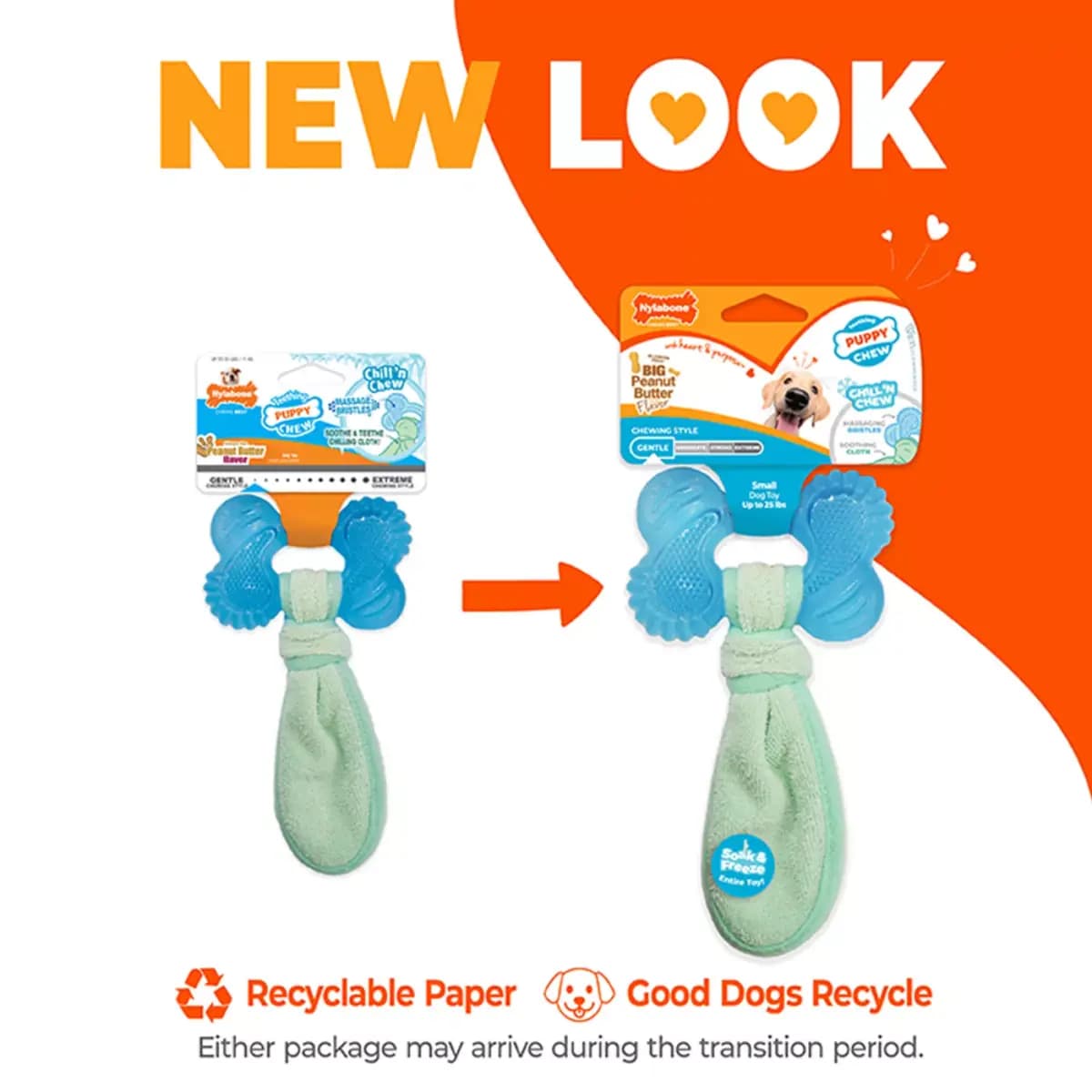 Nylabone® Puppy Teething Freezer Chew Dog Toy, Peanut Butter Flavor [Includes 1 Toy, Intended For Small/Regular - Up to 25 lb dog, Activity Chew, Flavor Peanut Butter Flavor]