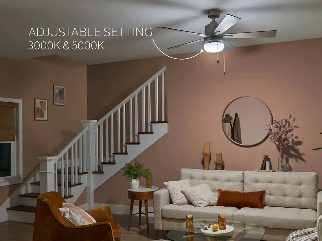 Kichler Fan Light Kit White (380940) [Attribute Selectable CCT, Attribute 2 Built-In Options, Attribute 3000K, 5000K]
