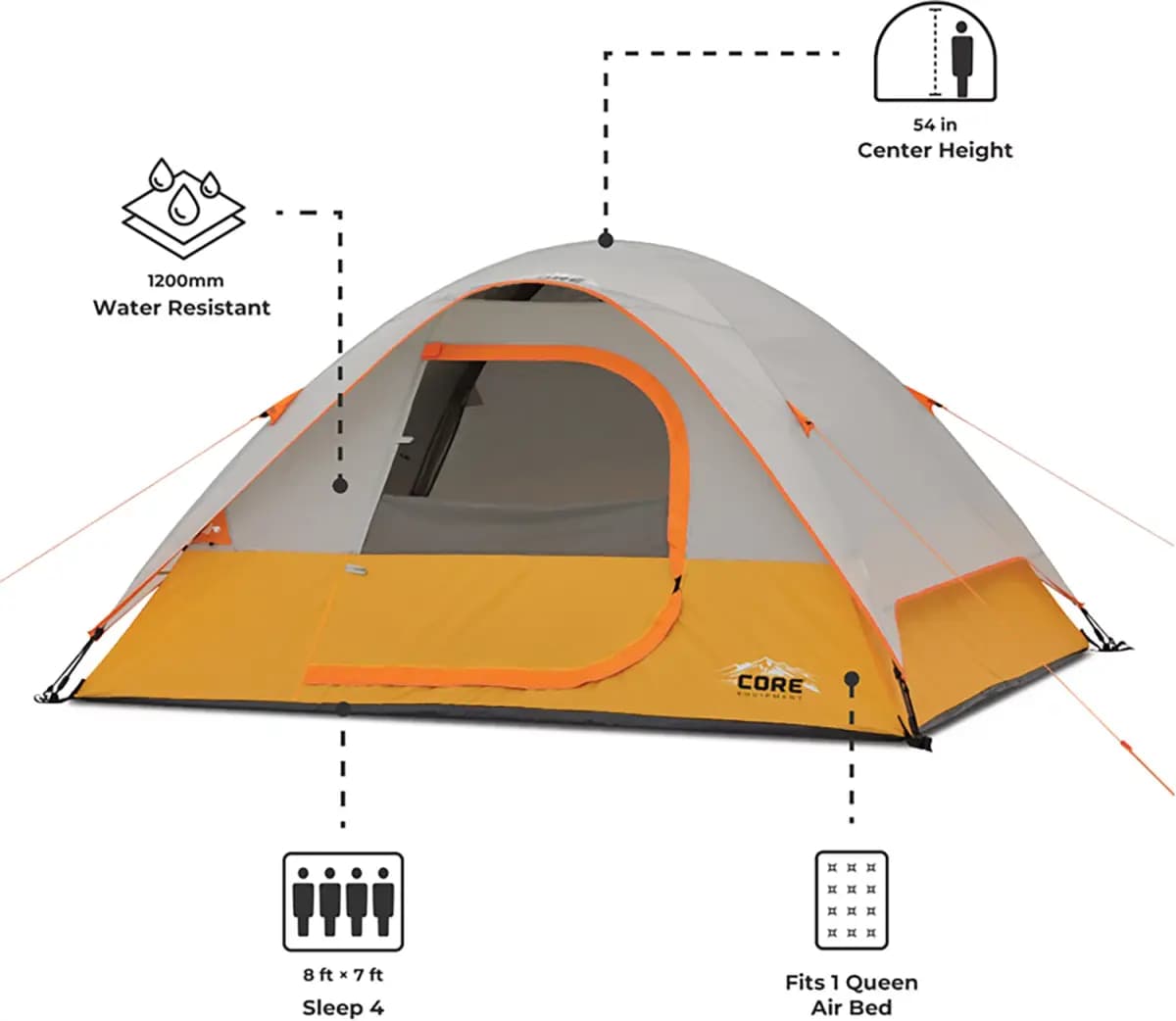 CORE Equipment CORE Equipment 4 Person Dome Tent [Tents, Yes, Dome Tents]