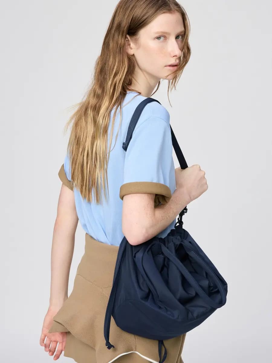 Uniqlo Drawstring Bag Black [Imported, Do not wash, Do not dry clean, BLACK]