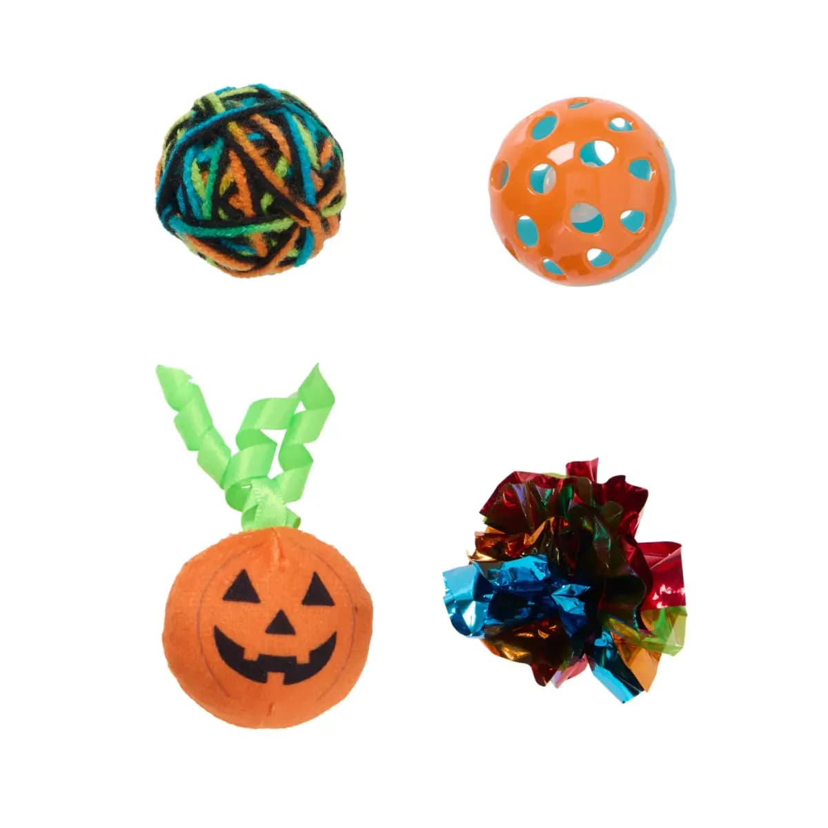 Thrills & Chills™ Halloween Ball Set Cat Toys 4-Pack [Brand Thrills & Chills®, Includes 4 Count, Intended For Cats, Activity Swat & Pounce]
