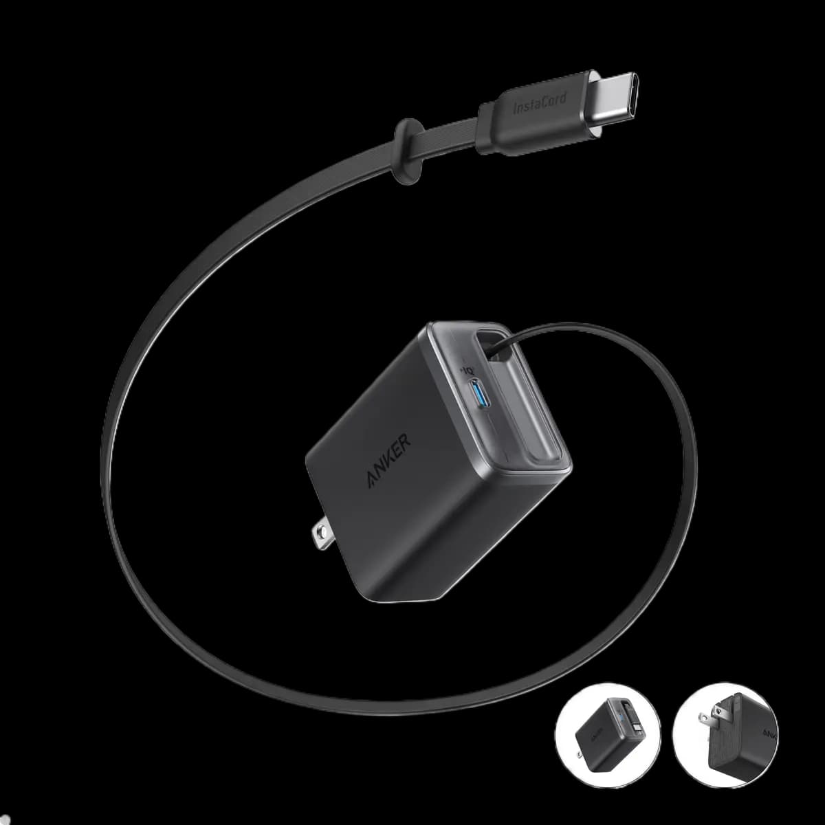Anker Nano Charger (35W, Built-In Retractable USB-C Cable) [35W, 100-240V~, 1.2A, 50-60Hz, USB-C1 (Retractable Cable Port)]
