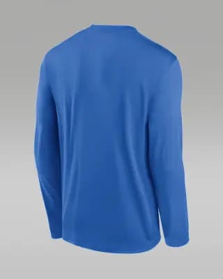 UCLA Courtside Men's Jordan Brand Dri-FIT College Long-Sleeve T-Shirt Light Blue [Light Blue, Jersey fabric has a soft, lightweight feel., 100% recycled polyester]