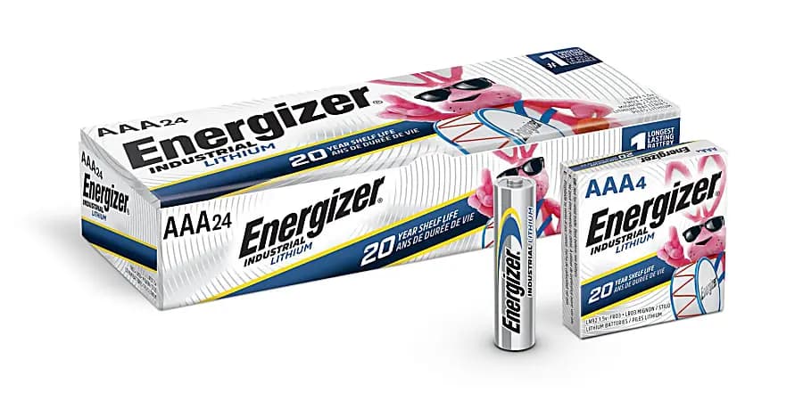 Energizer Industrial Lithium AAA Batteries, Pack Of 24 Batteries, L92 [battery capacity 1250 mA, battery size AAA, Number of Batteries Per Pack/Box 24, Number of Packs/Boxes 1]