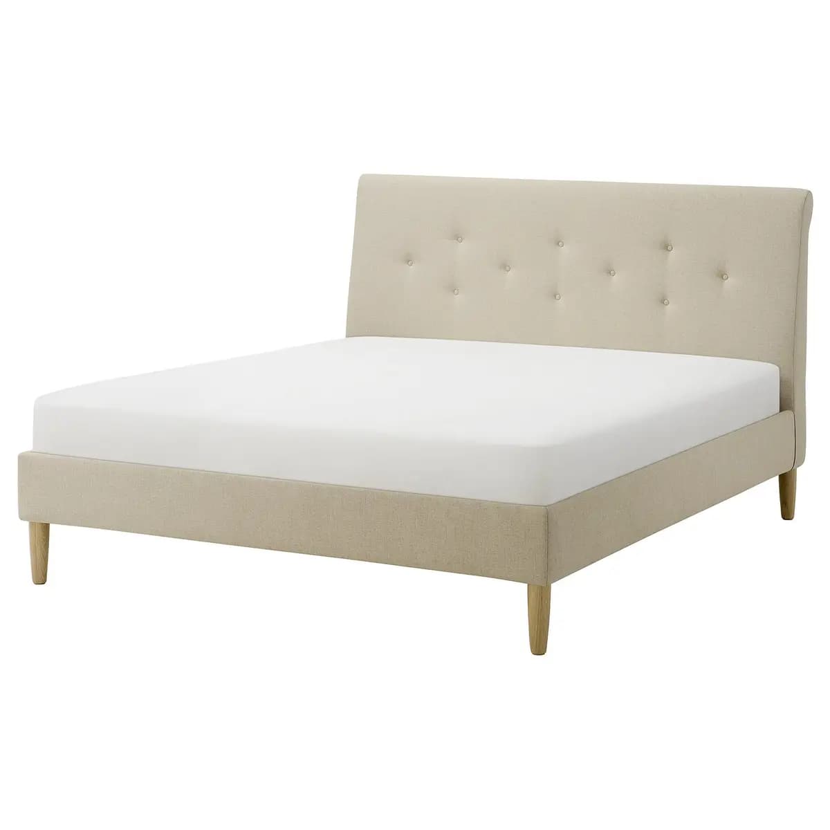 IKEA IDANÄS Upholstered bed frame, Naggen beige [Width 78 3/4 ", Length 88 1/4 ", Footboard height 16 1/2 "]