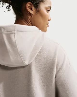 Nike One Women's Therma-FIT Oversized Pullover Hoodie Cream II/White [Body: 100% polyester. Pockets: 75% polyester/13% cotton/12% rayon., Machine wash, XXS (00)-XXL (20–22)]