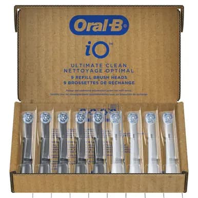 Oral-B iO Ultimate Clean Replacement Brush Heads, 9-Count [5 SMART Brushing Modes, Interactive Display, Artificial Intelligence]