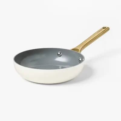 8" Nonstick Ceramic Coated Aluminum Frying Pan With Champagne Handle Cream - Figmint™ [8 Inches, 1.32 Pounds, Ceramic Nonstick]