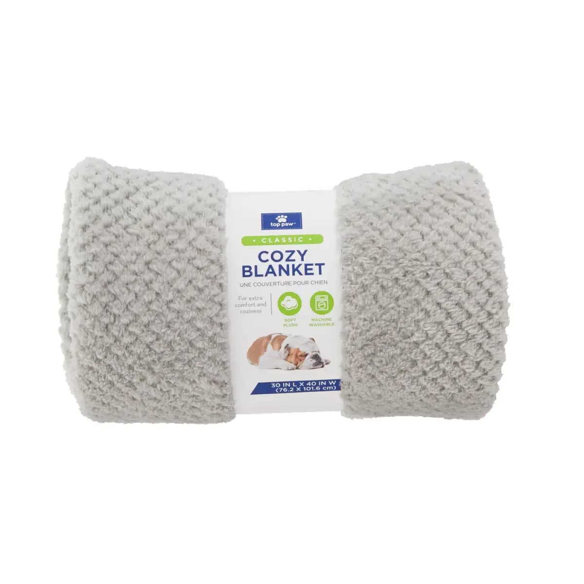 Top Paw® Classic Grey Cozy Pet Blanket 30Lx40W [Includes 1 Blanket, Color Grey, Environment Indoors, Dimensions 30 in L x 40 in W (76.2 x 101.6 cm)]