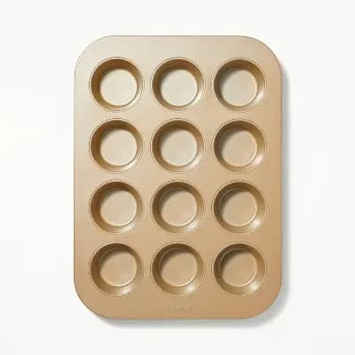 12ct Nonstick Aluminized Steel Muffin Pan Gold - Figmint™ [1.58 Pounds, Nonstick, Aluminized Steel]