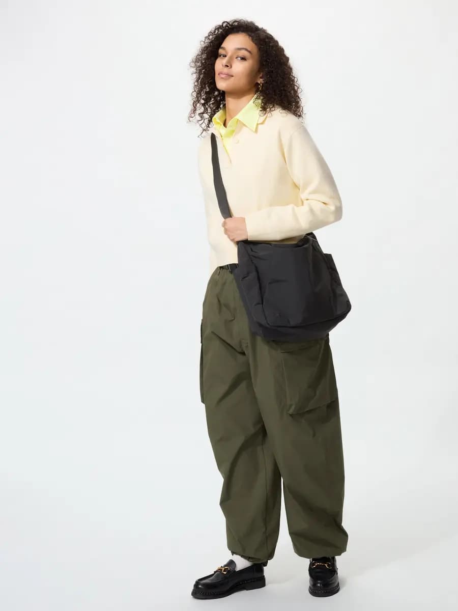 Uniqlo Utility Shoulder Bag Black [Imported, Do not wash, Do not dry clean, BLACK]