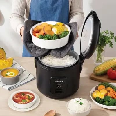 Aroma 8 Cup Rice Cooker Black [8 Cup, Aluminum, 350 Watts]