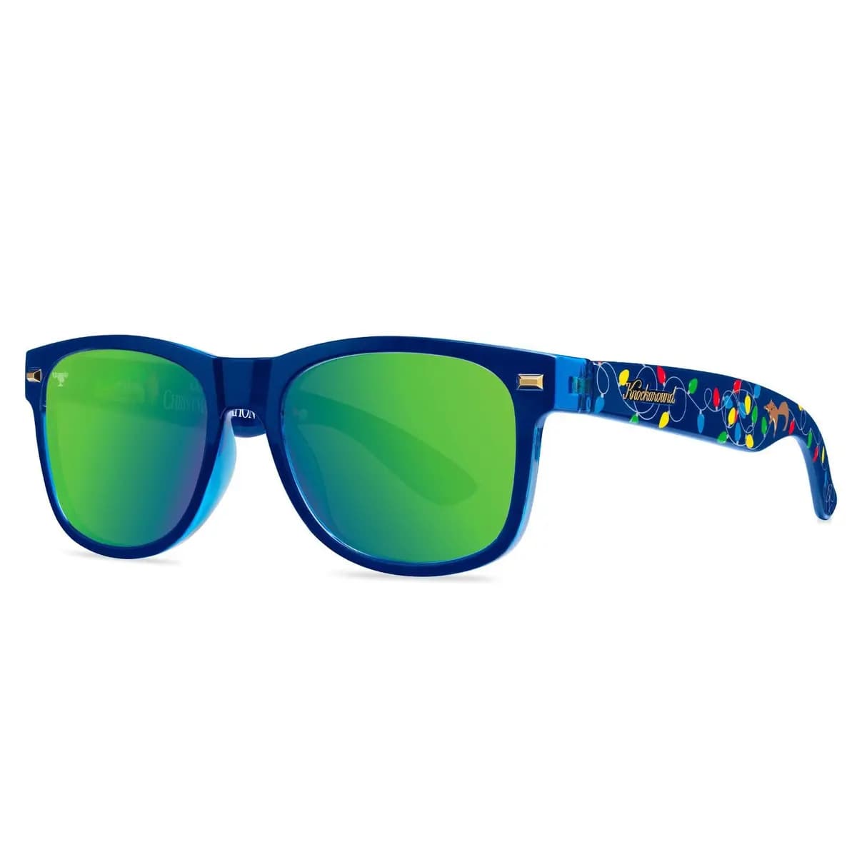 Knockaround National Lampoon's Christmas Vacation Fort Knocks [Blue front frame, Polarized green monochrome lenses, Glossy finish]