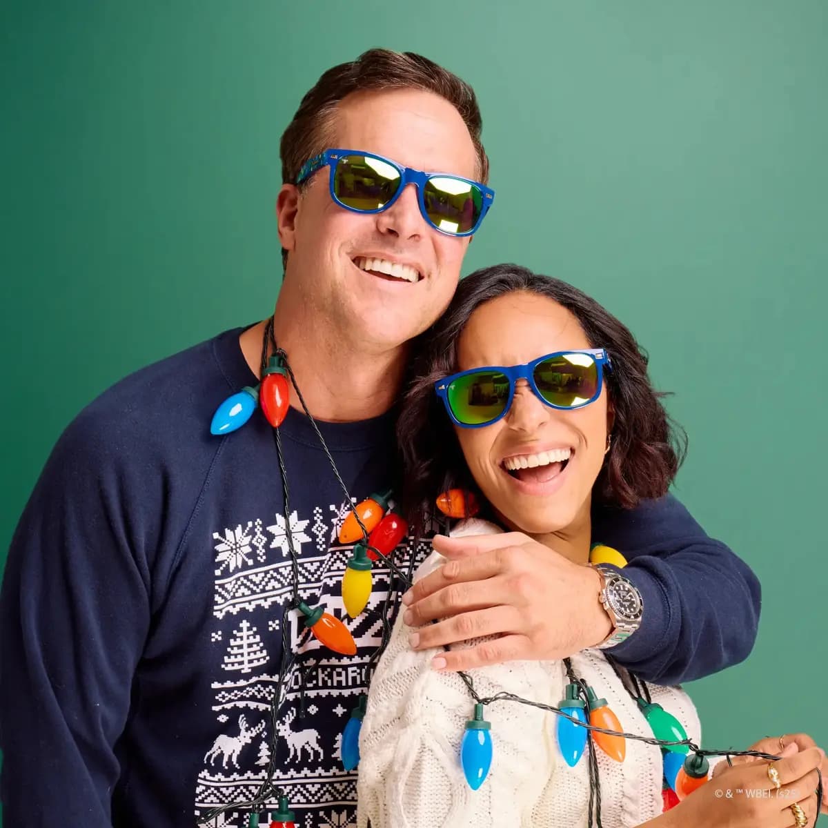 Knockaround National Lampoon's Christmas Vacation Fort Knocks [Blue front frame, Polarized green monochrome lenses, Glossy finish]