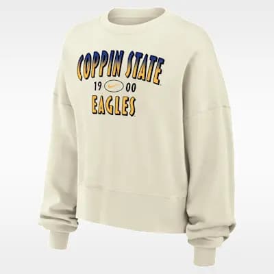 Nike College (Coppin State) Women's Phoenix Fleece Crew-Neck Sweatshirt Sail [Sail, 52% cotton/32% rayon/18% polyester, Machine wash]