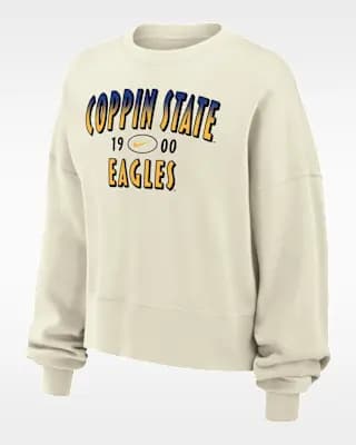 Nike College (Coppin State) Women's Phoenix Fleece Crew-Neck Sweatshirt Sail [Sail, 52% cotton/32% rayon/18% polyester, Machine wash]