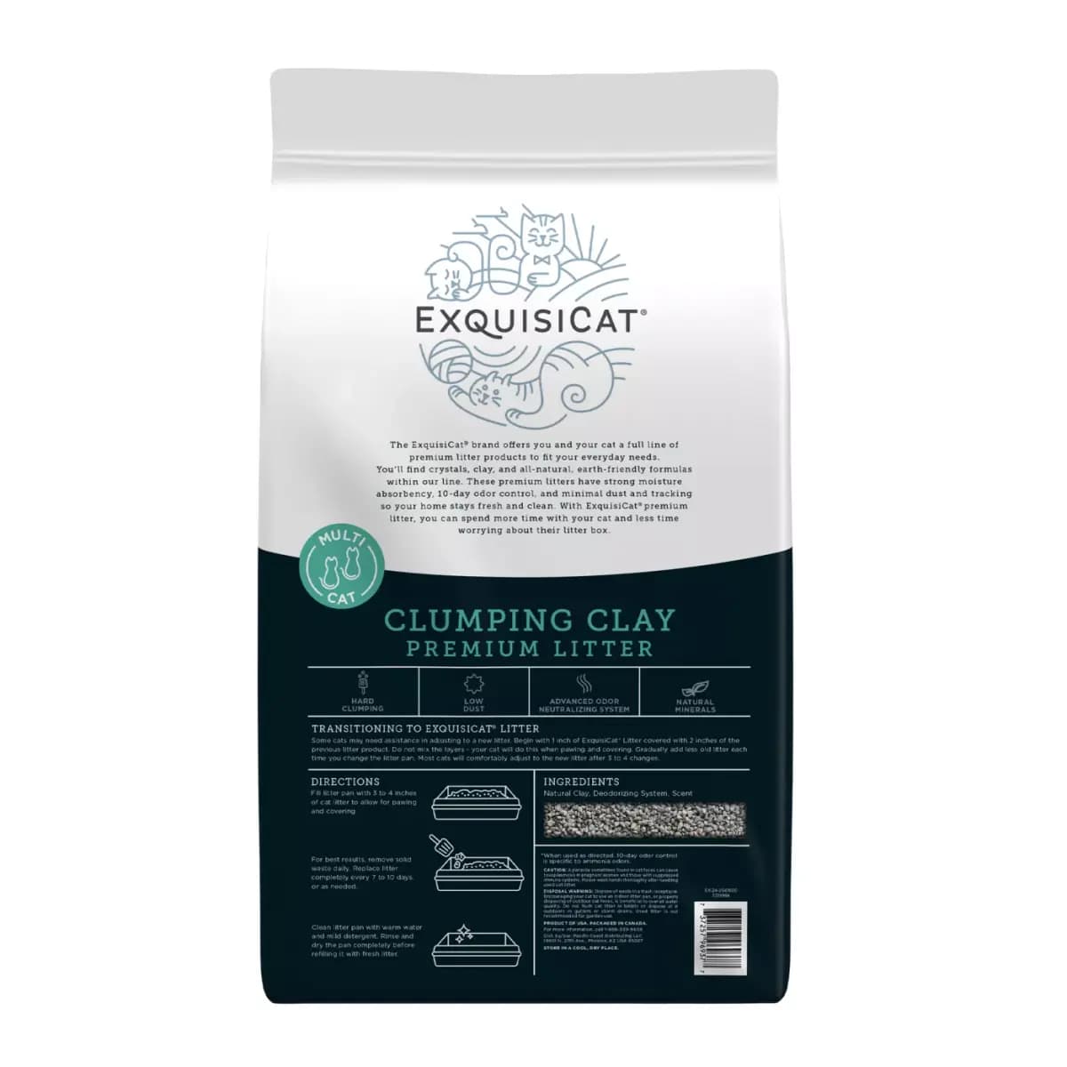 ExquisiCat Litter Premium Clumping Multi-Cat Clay Cat Litter - Scented, Low Dust [Material Clay, Environment Type Indoor, Species Cat, Package Weight 40 LBS (18.1 kg)]