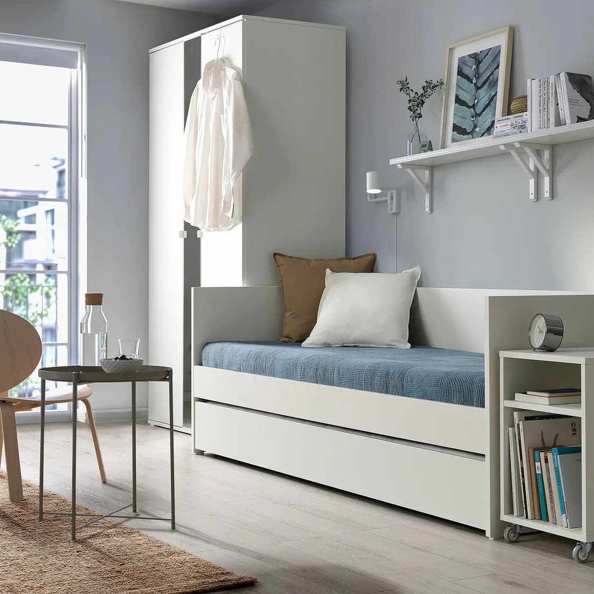 IKEA VIHALS Trundle bed, white Twin [Base length 75 1/4 ", Bed width 39 3/4 ", Height 9 7/8 "]