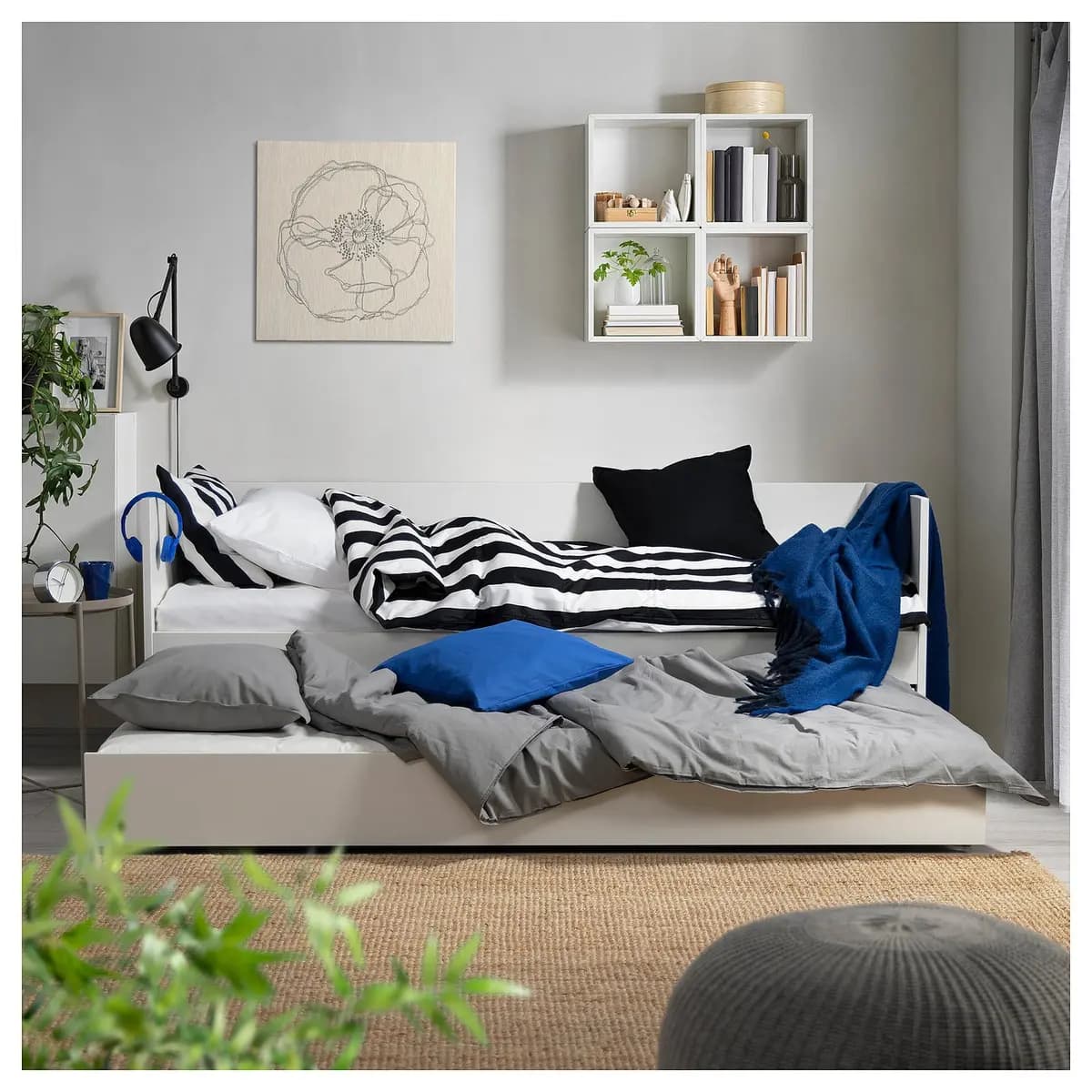 IKEA VIHALS Trundle bed, white Twin [Base length 75 1/4 ", Bed width 39 3/4 ", Height 9 7/8 "]