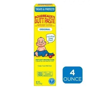 Boudreaux's BP Boudreaux's Butt Paste Baby Diaper Rash Cream Original Strength - 4oz [Scent Unscented, Suggested Age Newborn and Up, Health Facts Sulfate-Free, Paraben-Free, Alumin