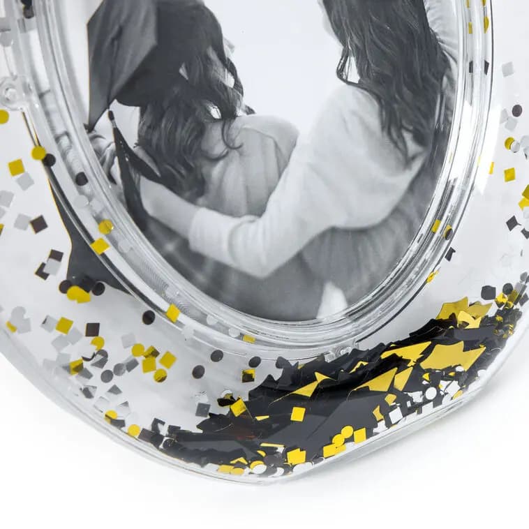 Clear Oval With Confetti Graduation Picture Frame, 4x6 [Dimensions 6.75'' W x 8.5'' H x 1.125'' D, Material Plastic and glass., Count 1, Item number 1GGT1724]
