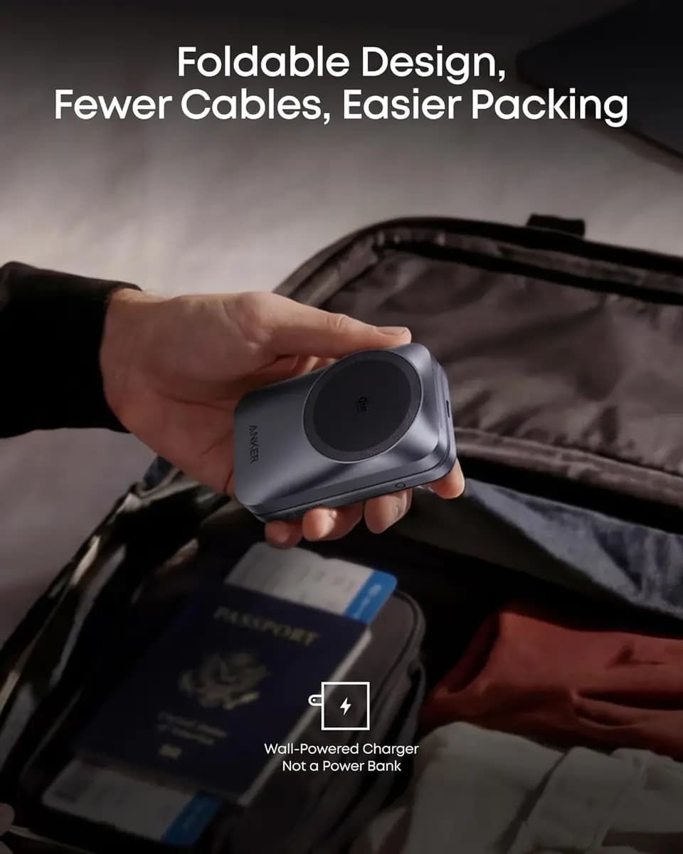 Anker Prime Wireless Charging Station (3-in-1, MagGo, AirCool, Foldable) [9.0V⎓3A / 12V⎓3A / 15V⎓3A, Phone: 25W Max, 3.74 × 2.38 × 1.22 in]