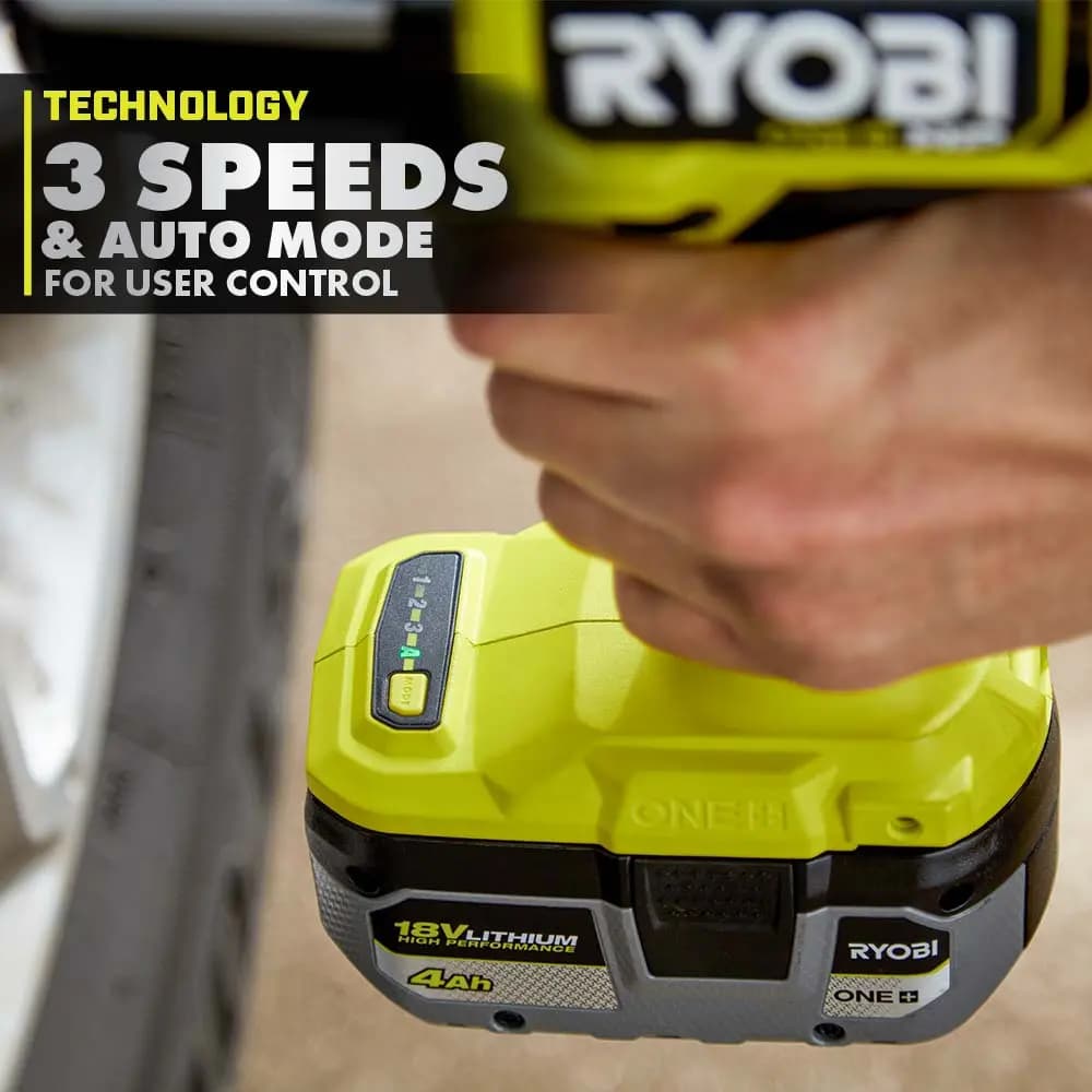 RYOBI 18V ONE+ HP Brushless 4-Mode 1/2" High Torque Impact Wrench Kit [RPM 0-900/0-1,400/0-2,100/0-1,400 (Auto), Anvil 1/2" with Friction Ring, Torque 1,170 ft-lbs. Breakaway, 700 