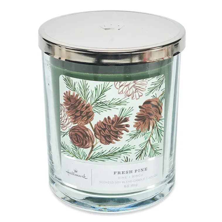 Fresh Pine Scented 3-Wick Jar Candle, 16 oz. [Dimensions 16 oz.; 3.7" dia. x 5" H, Count 1, Scent Pine and birch, Item number HMPINE]