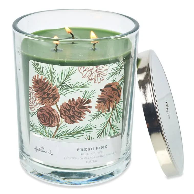 Fresh Pine Scented 3-Wick Jar Candle, 16 oz. [Dimensions 16 oz.; 3.7" dia. x 5" H, Count 1, Scent Pine and birch, Item number HMPINE]