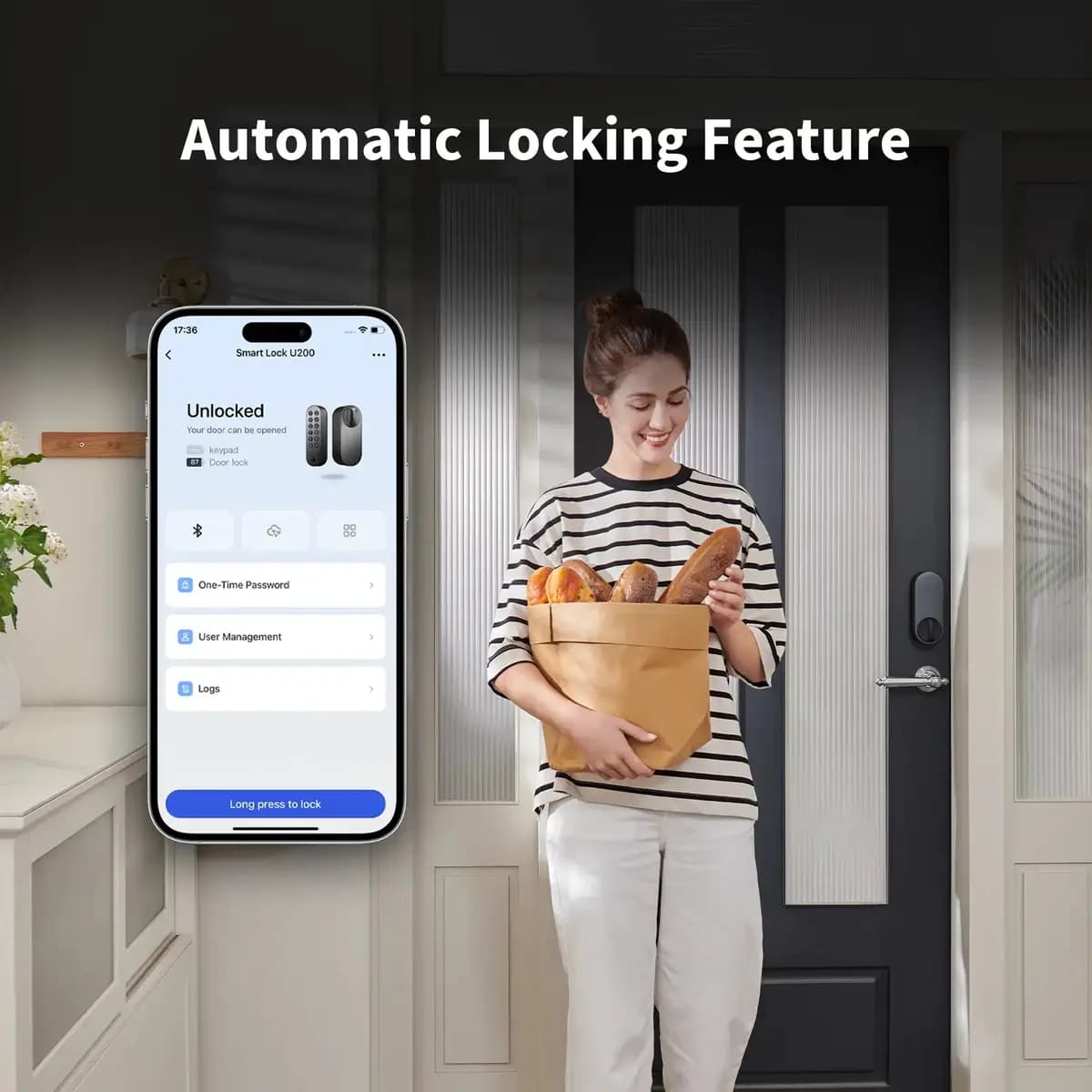 Aqara Smart Lock U200 Silver [1.37 pounds/620g, IPX5, Thread, Bluetooth 5.1, NFC]