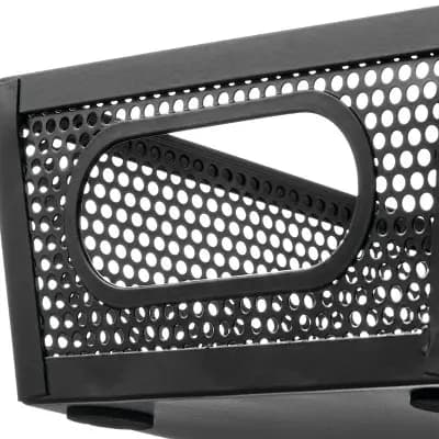 mDesign Perforated Metal Storage Bin with Handles - Set of 4 - Matte Black [Steel, 1 pounds, Spot or Wipe Clean]
