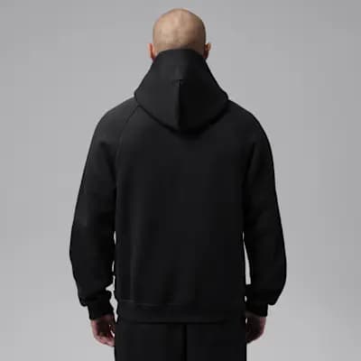 Jordan Brooklyn Men's Statement Pullover Hoodie Black/Fire Red [Black/Fire Red, Ribbed cuffs and hem, 73% cotton/27% polyester.]