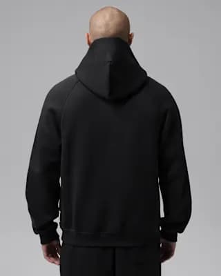 Jordan Brooklyn Men's Statement Pullover Hoodie Black/Fire Red [Black/Fire Red, Ribbed cuffs and hem, 73% cotton/27% polyester.]