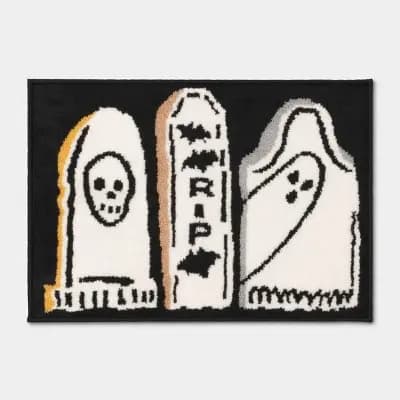 17"x24" Halloween Tombstone Bath Rug Black - Hyde and EEK! Boutique™ [17 Inches (L), 24 Inches (W), Rectangle (shape), 1]
