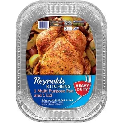 Reynolds Disposable Bakeware Multipurpose Pan with Lid - 1ct [544.72 cubic-in, Foil, Non-Toxic]